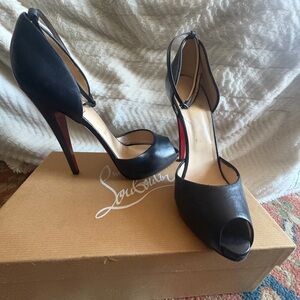 Christian Louboutin Claudia Peeptoe D’orsay heels Navy 120mm size 40